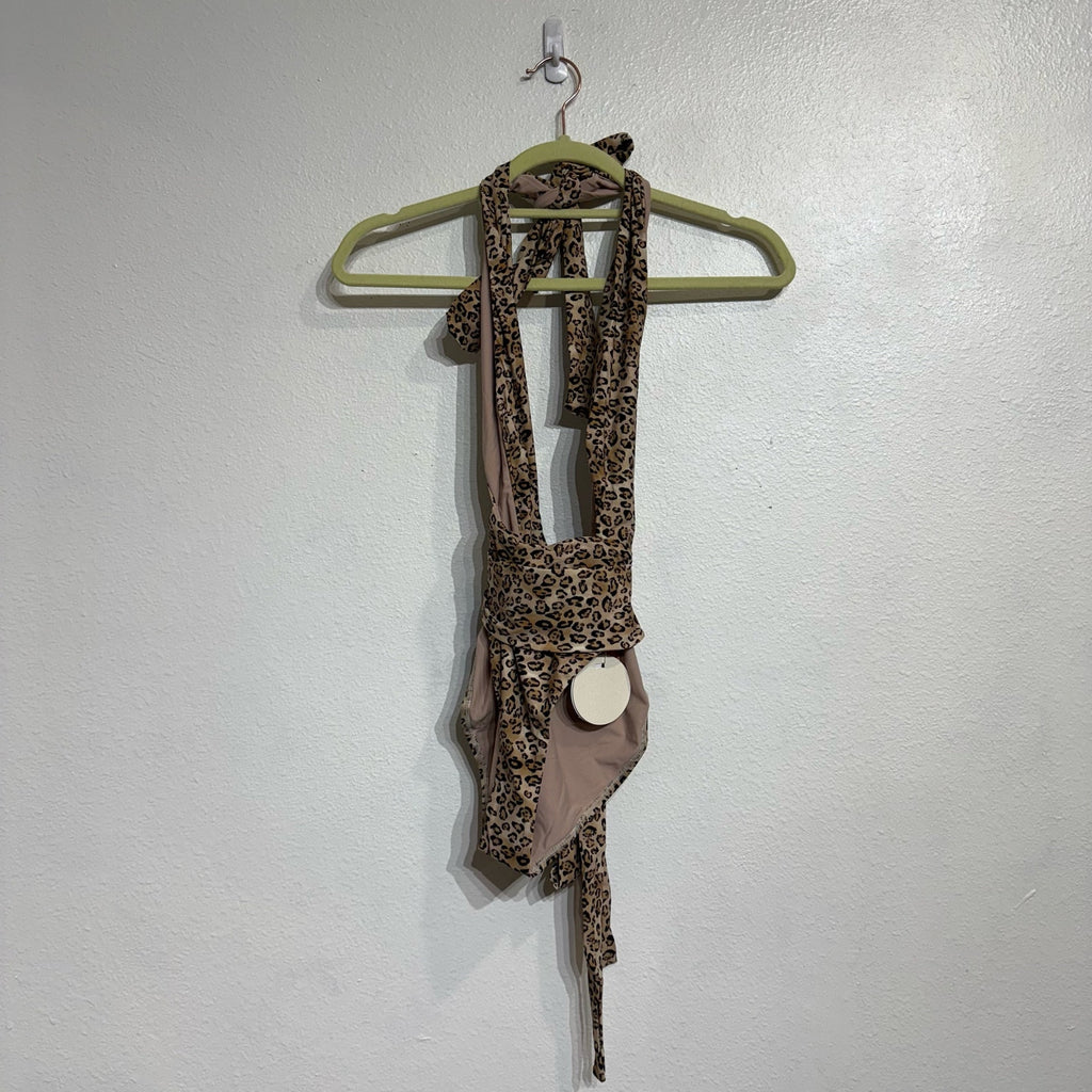 PQ Swim Tan Leopard Alex One Piece Sz M NWT