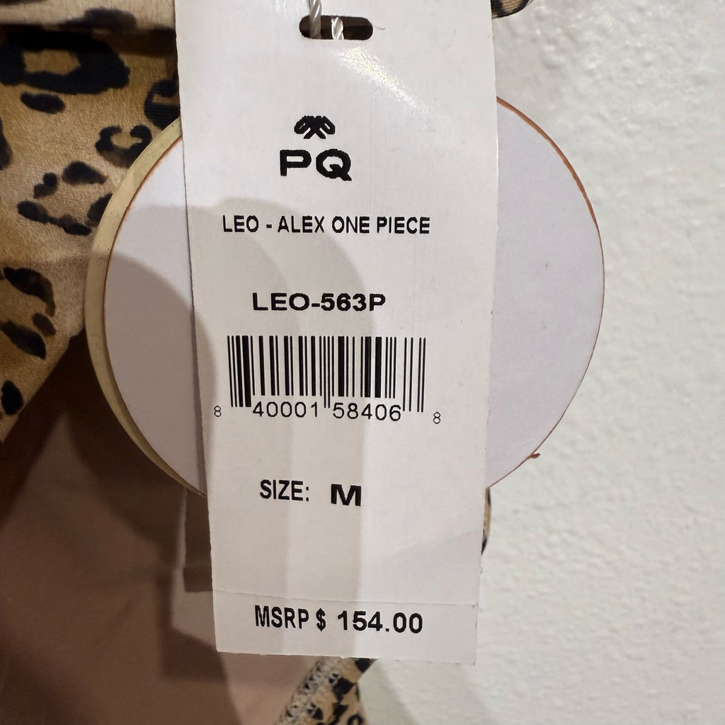 PQ Swim Tan Leopard Alex One Piece Sz M NWT