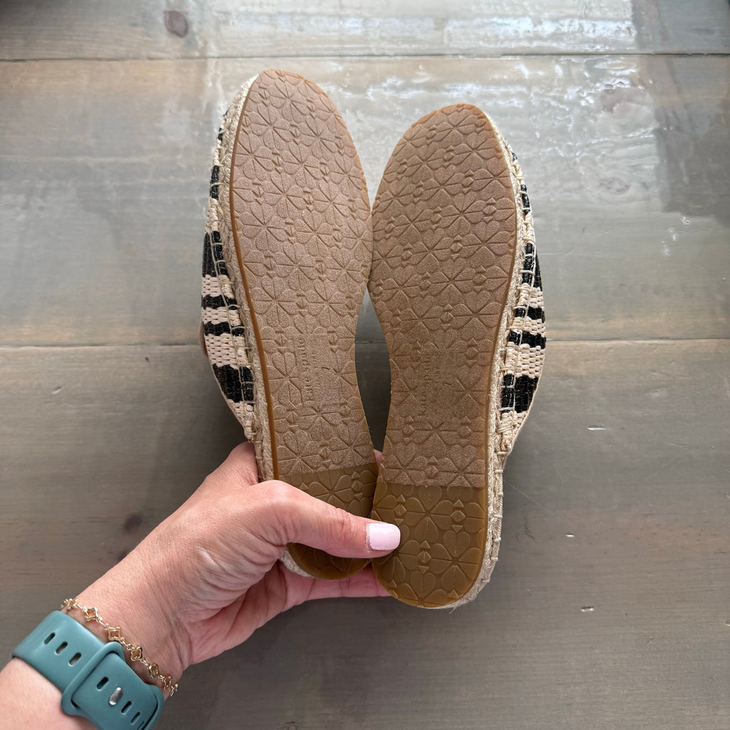 Kate Spade New York Tan Striped Solero Raffia Mules Sz 7 NWT