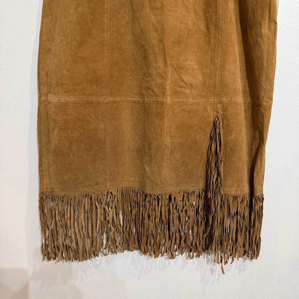 Christie & Jill Vintage Suede Leather Fringe Skirt Western 90s Brown Sz 2X NWT