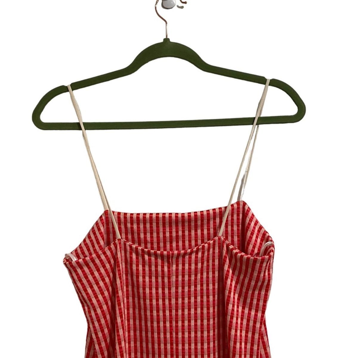 Zara Red White Check Jacquard Midi Dress Sleeveless Sz M NWT